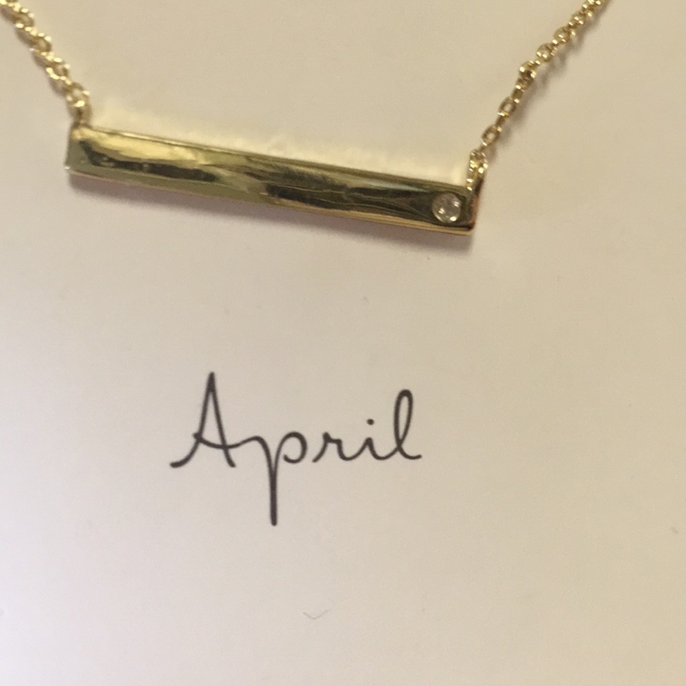 18” April diamond birthstone gold necklace NWT